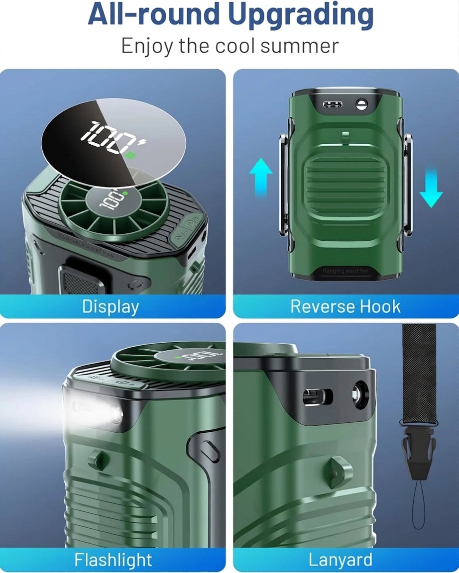 Portable Clip-On 10-Speed Waist Shirt & Neck Fan
