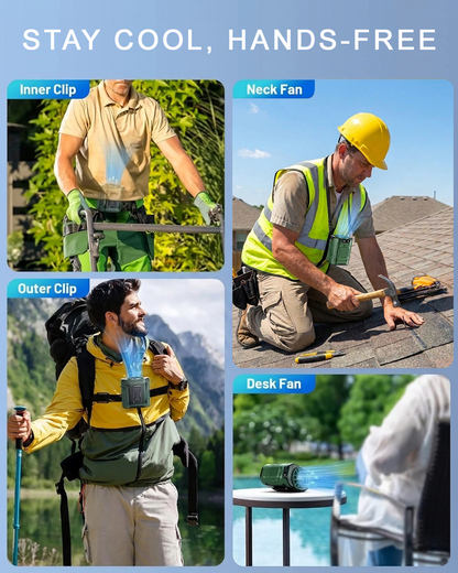 Portable Clip-On 10-Speed Waist Shirt & Neck Fan